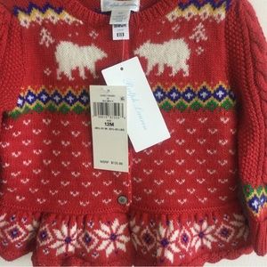 RALPH LAUREN TODDLER GIRL COTTON WOOL POLAR BEAR RED SWEATER SIZE 12 month. NWT